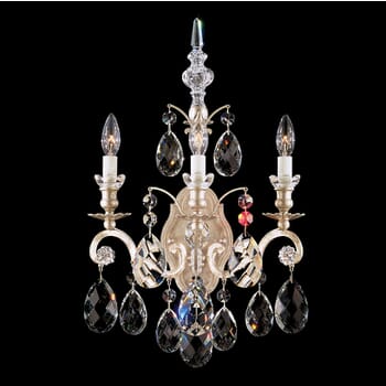Schonbek Renaissance 3-Light Wall Sconce in Antique Silver with Clear Heritage Crystals