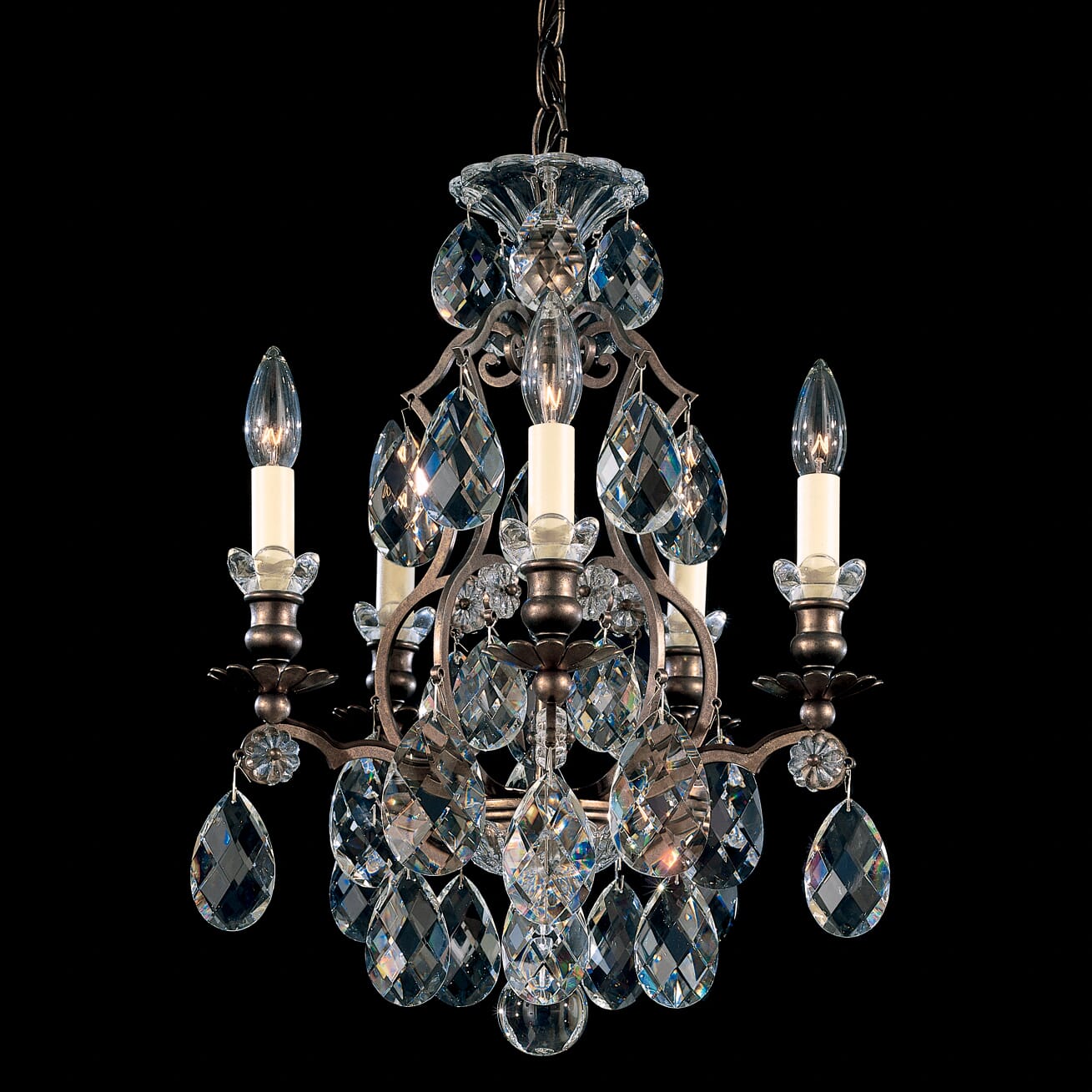 Schonbek Renaissance 5-Light Chandelier in Heirloom Bronze with Clear Heritage Crystals