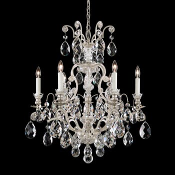 Schonbek Renaissance 6-Light Chandelier in Antique Silver with Clear Heritage Crystals