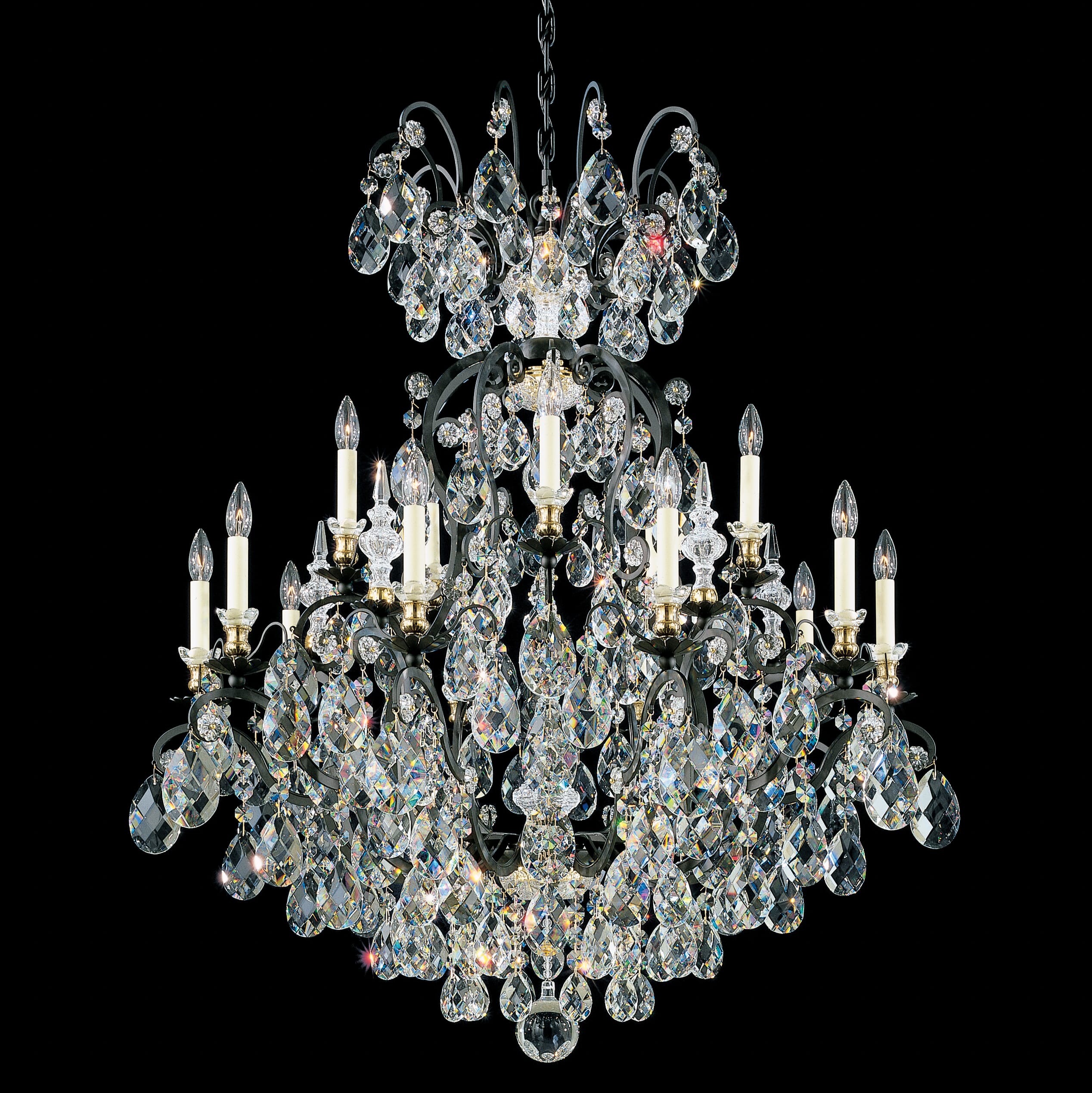 Schonbek Renaissance 15-Light Chandelier in Black with Clear Heritage Crystals