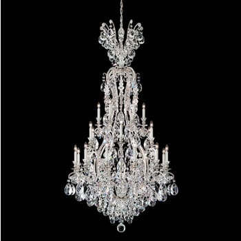 Schonbek Renaissance 24-Light Chandelier in Antique Silver with Clear Heritage Crystals