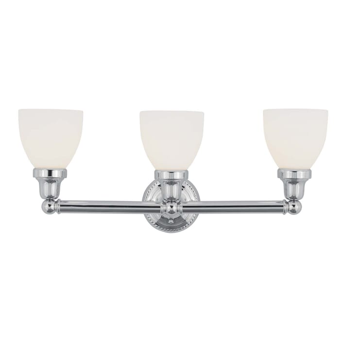 Classic 3-Light Bathroom Vanity Light in Polished Chrome Classic 3-Light Bathroom Vanity Light in Polished Chrome