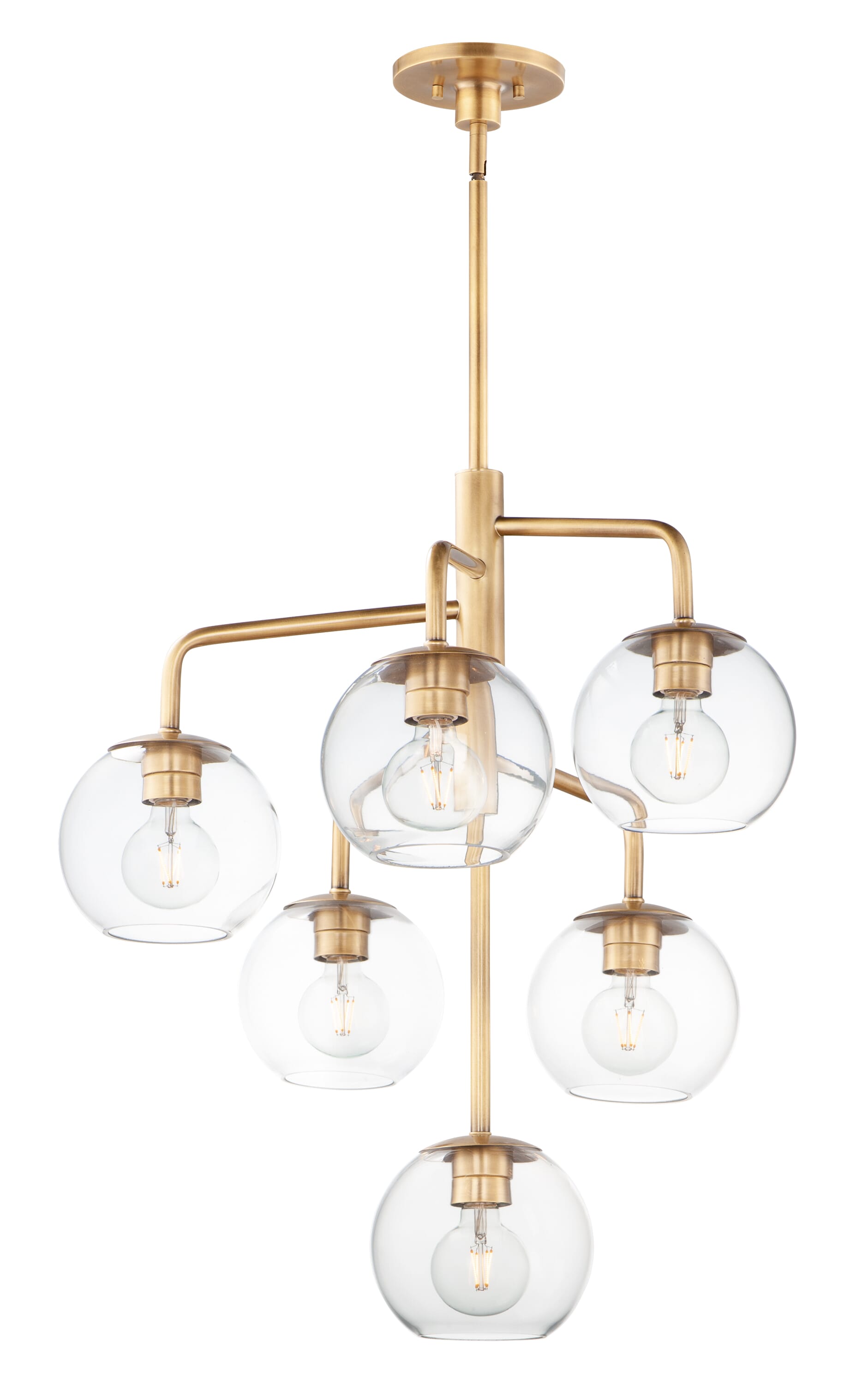 Maxim Branch 6-Light Transitional Chandelier in Natural Aged Brass