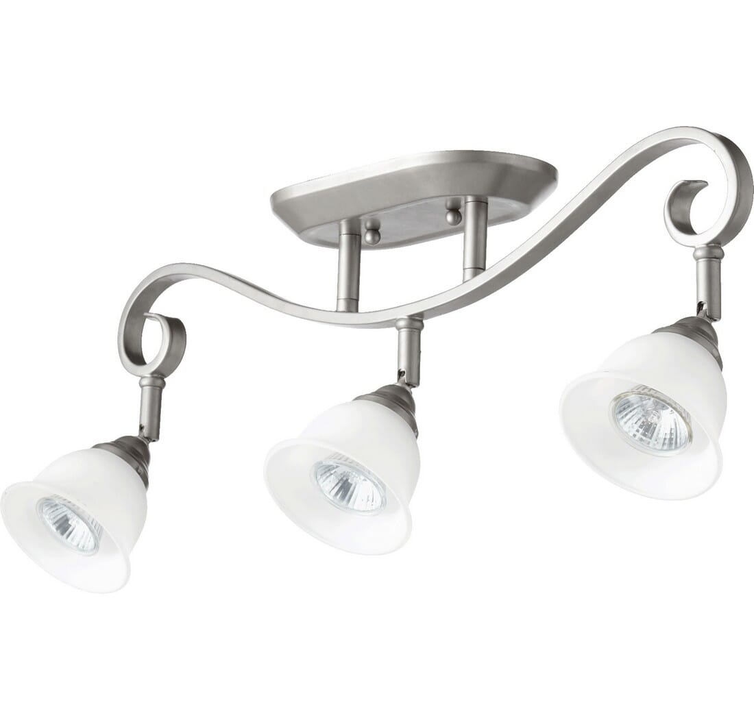 Quorum Celesta track light - How to Style Track Lights and Chandeliers in the Same Space - LightsOnline Blog