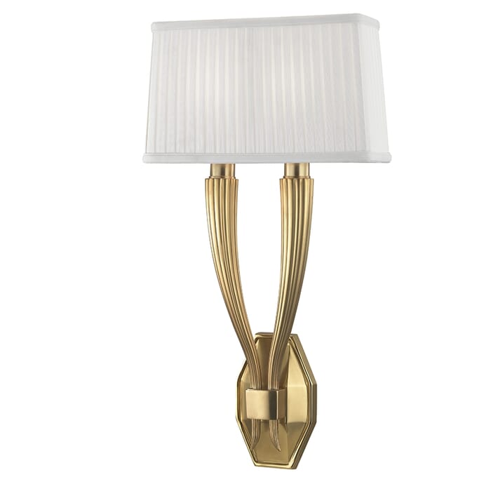 Hudson Valley Erie 2-Light 21" Wall Sconce in Aged Brass Hudson Valley Erie 2-Light 21" Wall Sconce in Aged Brass