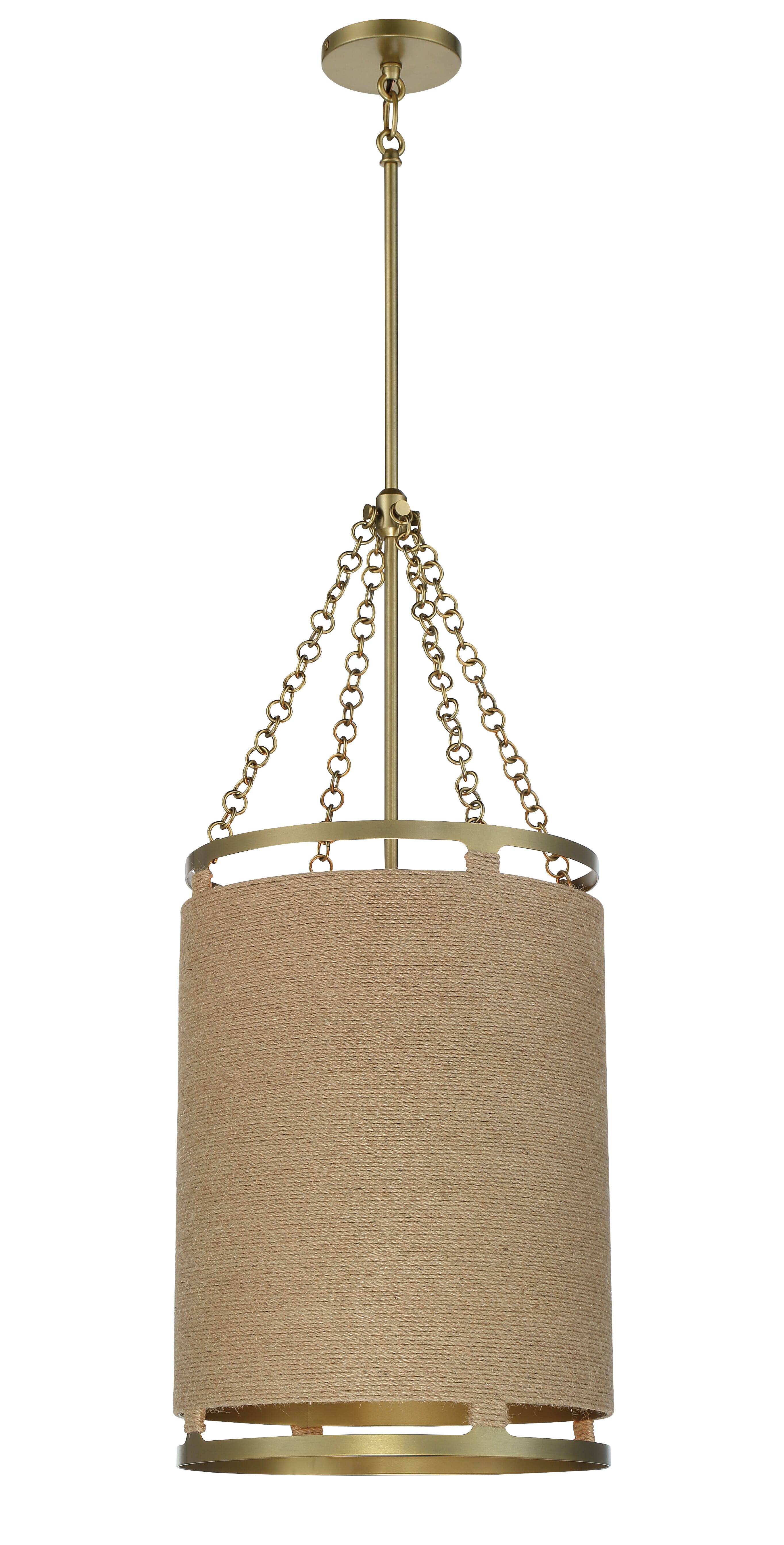 4-Light Pendant Light in Soft Brass