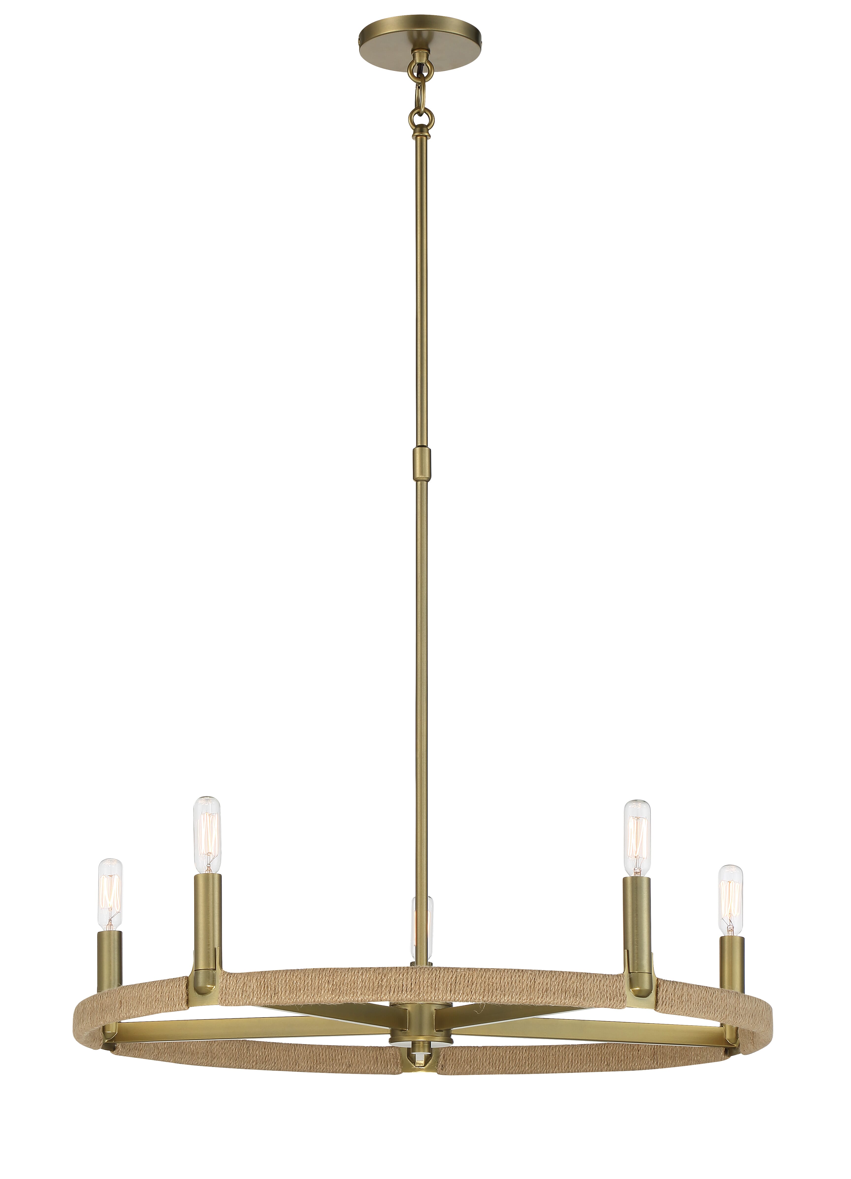 5-Light Transitional Chandelier in Soft Brass