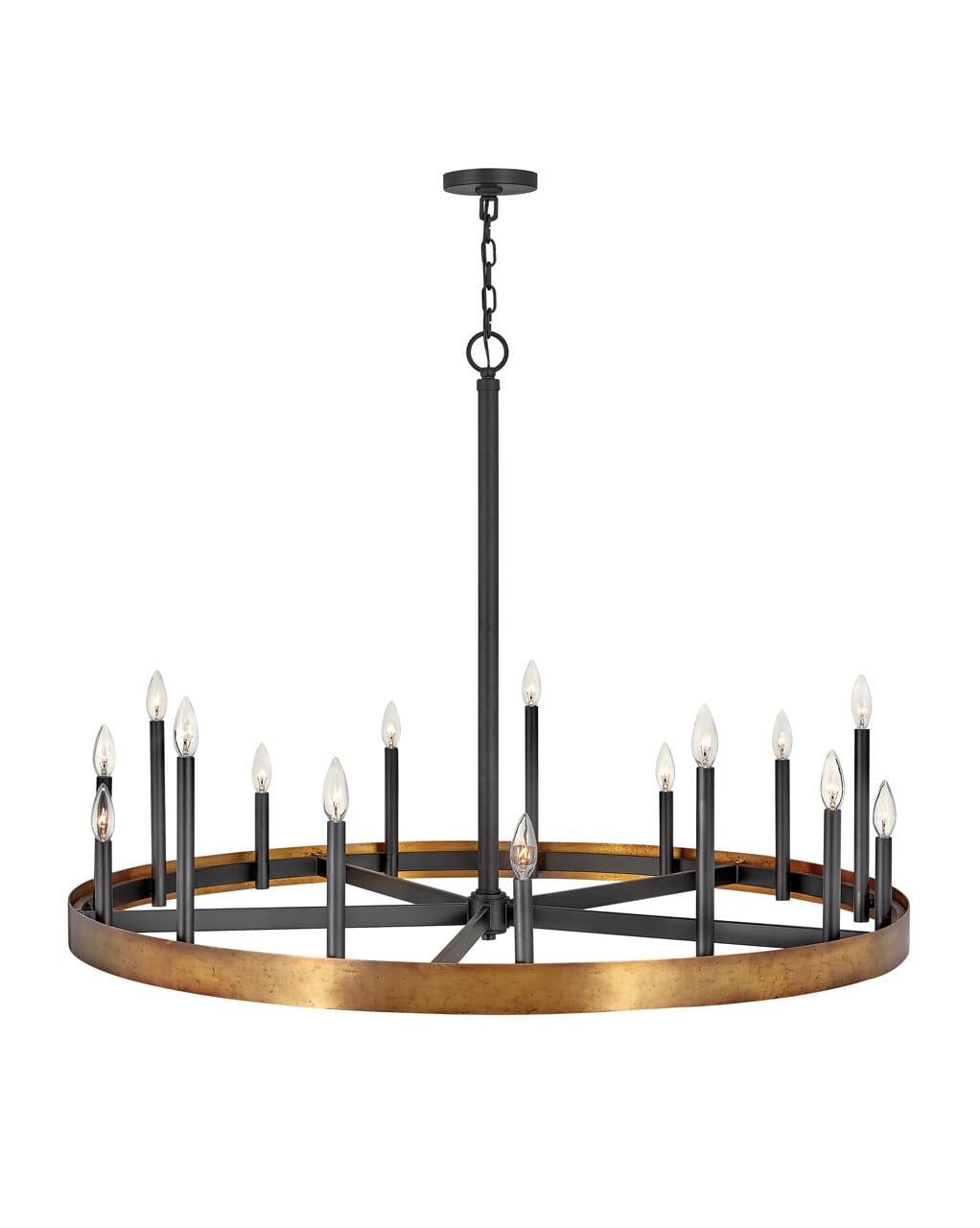 Wells 15-Light Chandelier in Weathered Brass