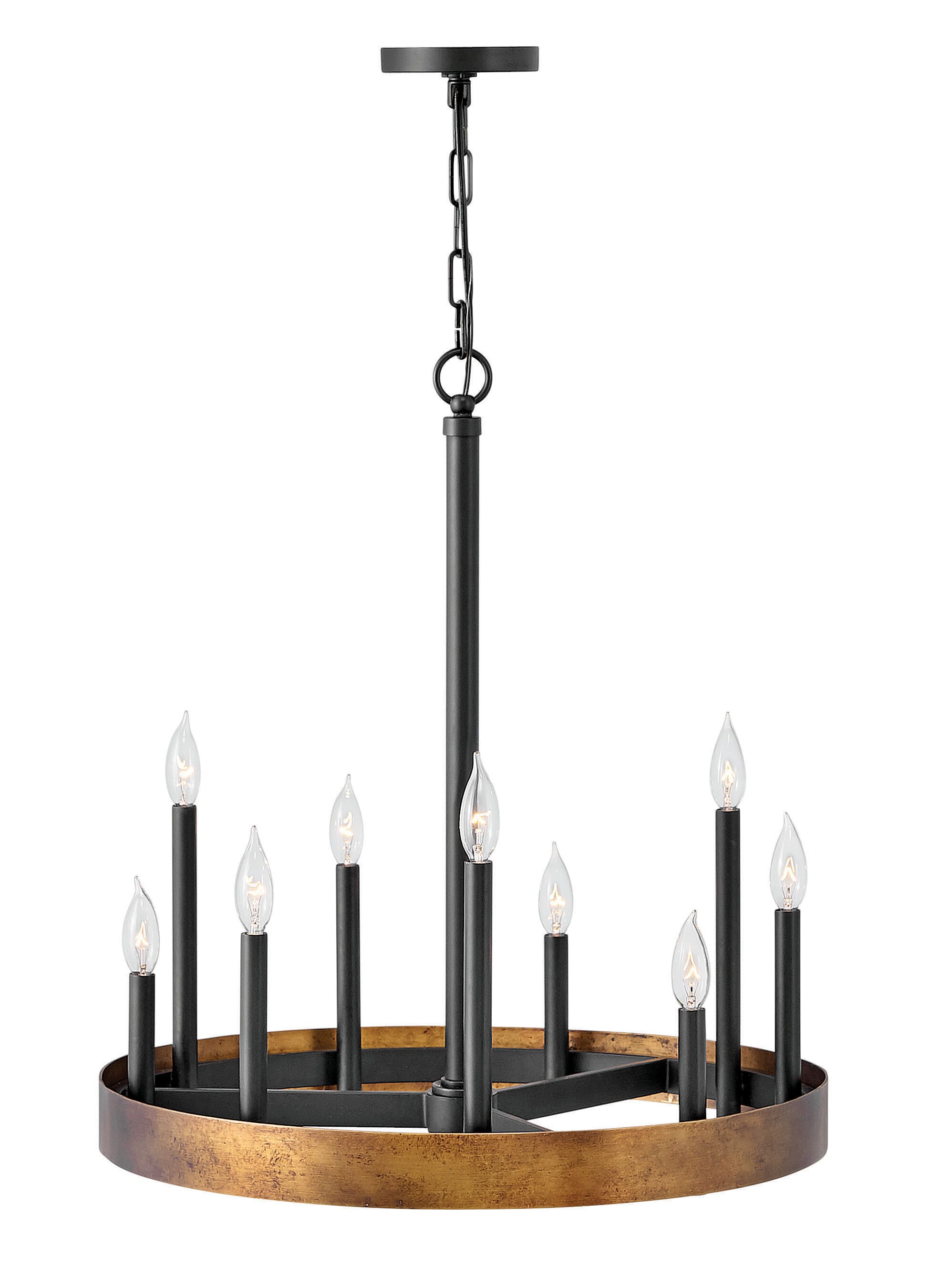 Wells 9-Light Pendant In Weathered Brass