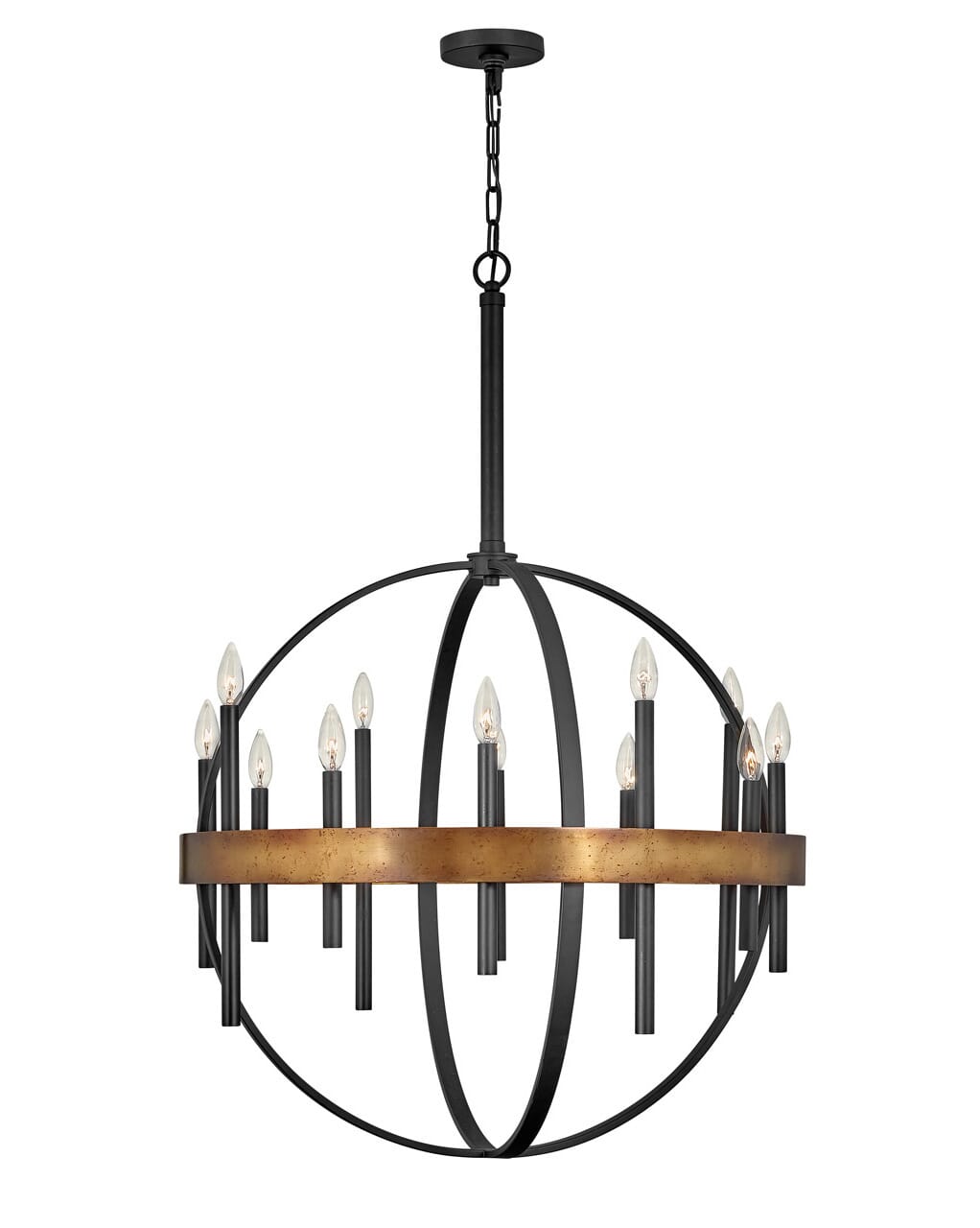 Wells 12-Light Pendant In Weathered Brass