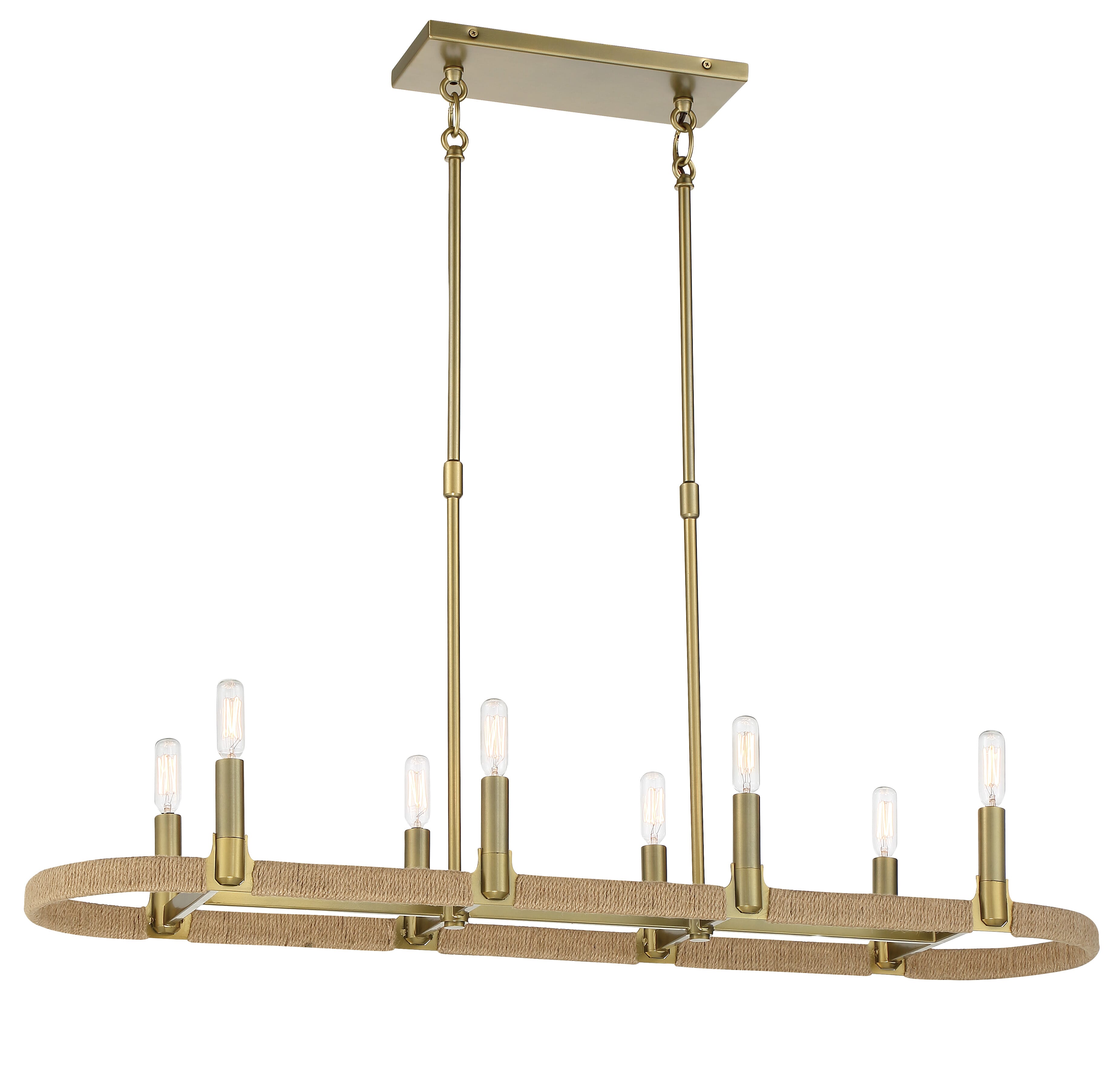 8-Light Kitchen Island Light in Soft Brass