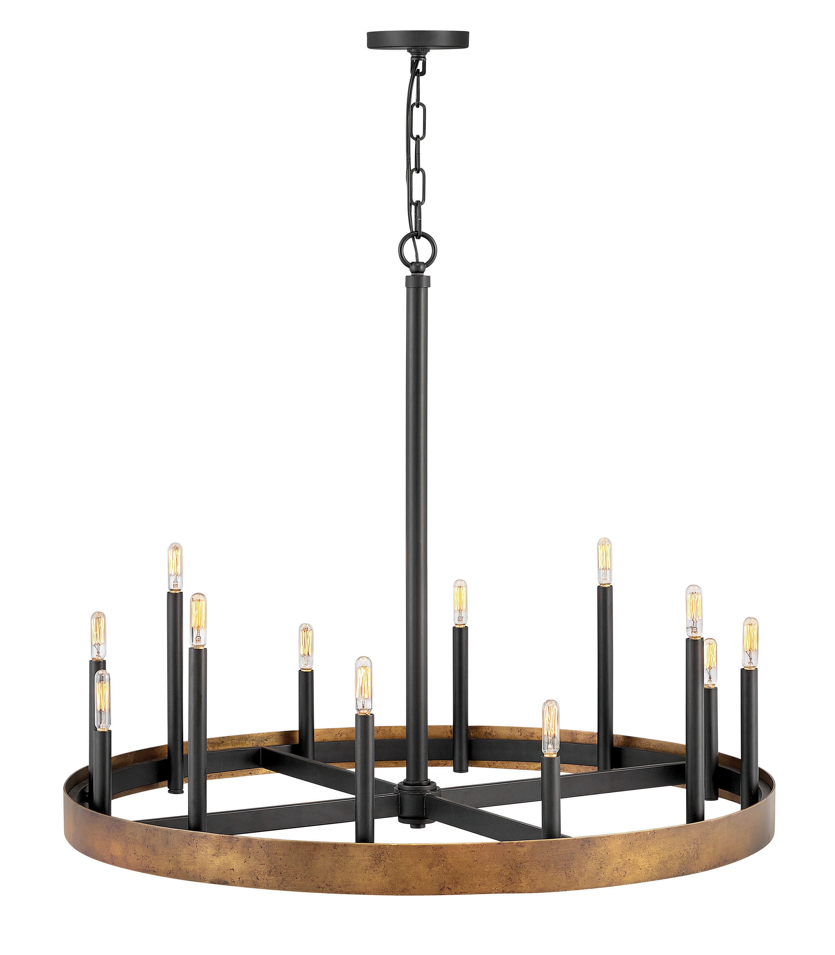 Wells 12-Light Chandelier in Weathered Brass