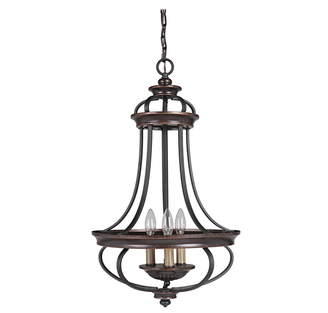Stafford 3-Light 16" Foyer Light in Aged Bronze with Textured Black