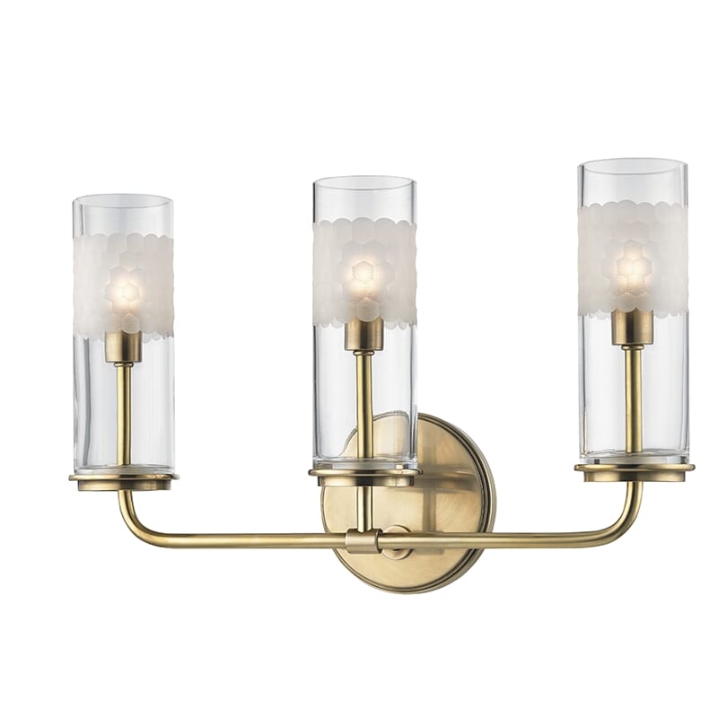 Wentworth 3-Light 10" Wall Sconce in Aged Brass