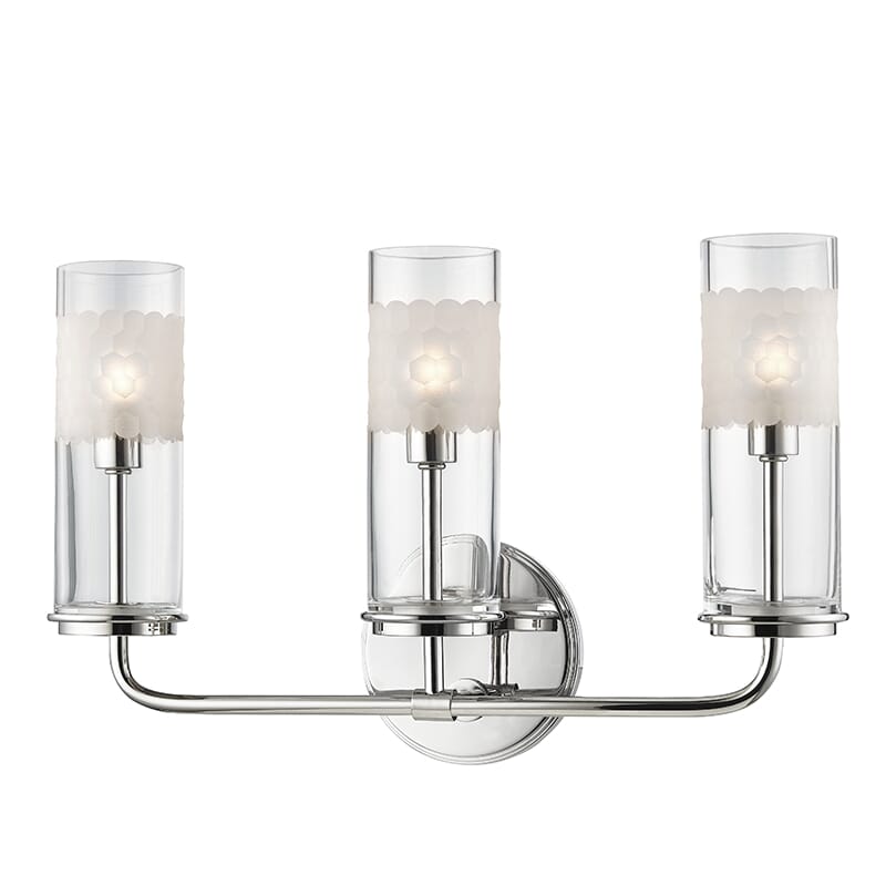 Wentworth 3-Light 16" Bathroom Vanity Light in Polished Nickel