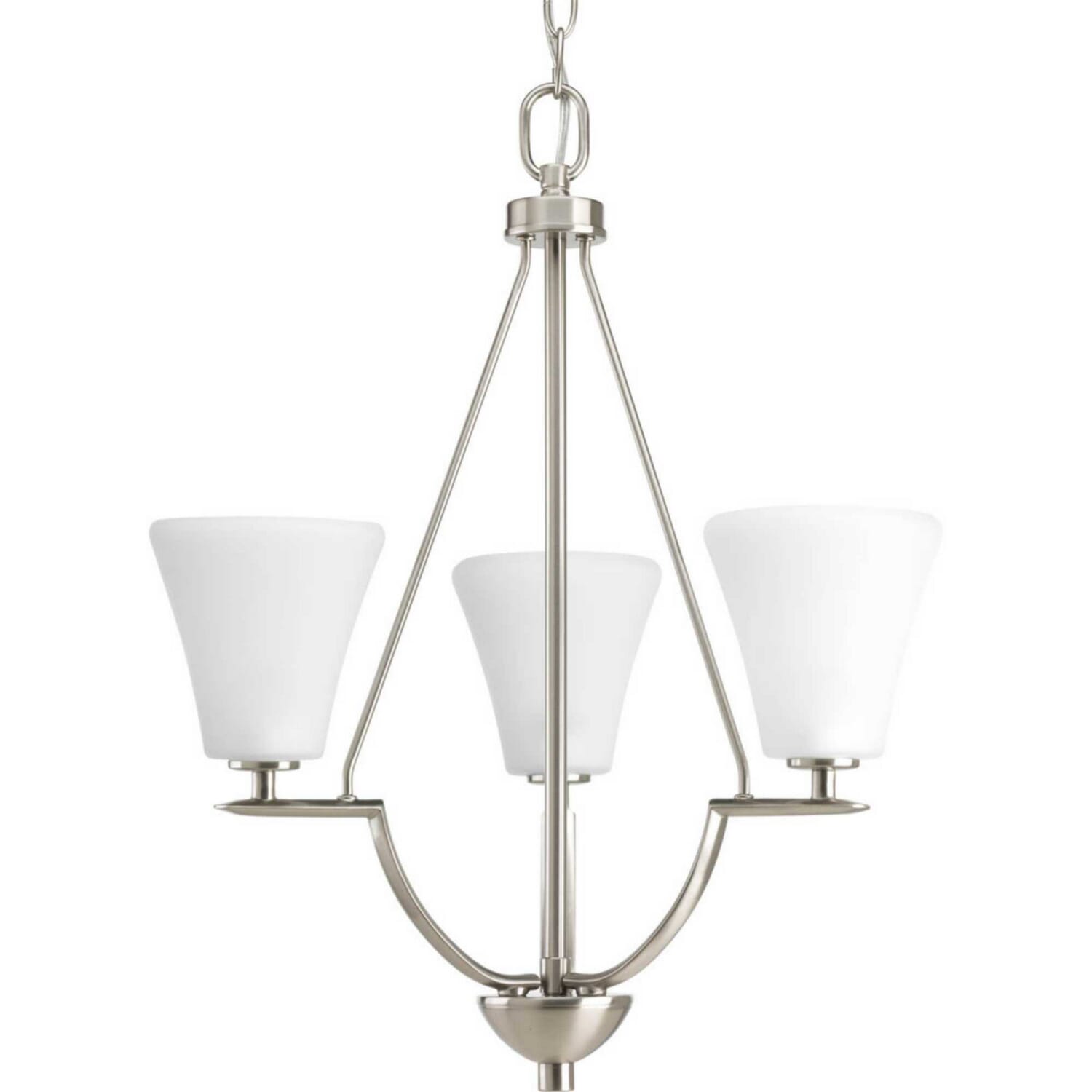 Brushed Nickel Three Light Chandelier from the Bravo Collection