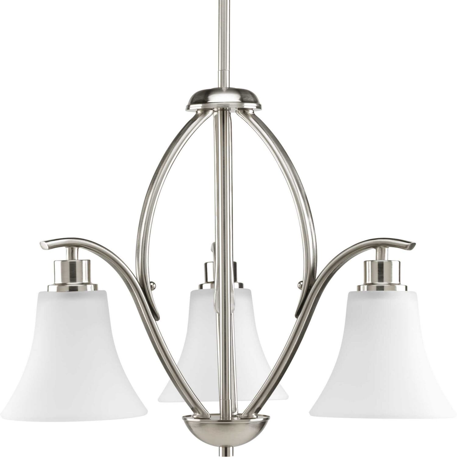 Brushed Nickel Three Light Chandelier from the Joy Collection