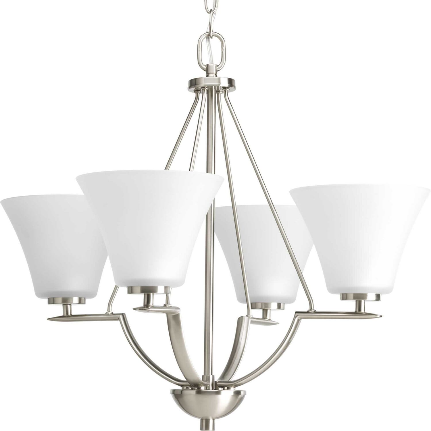 Brushed Nickel Four Light Chandelier from the Bravo Collection