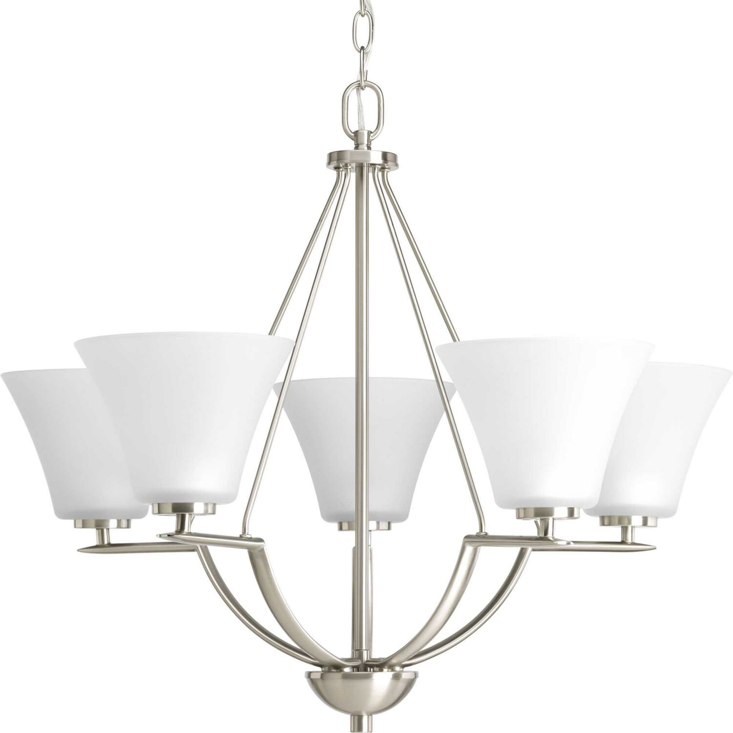 Brushed Nickel Five Light Chandelier from the Bravo Collection