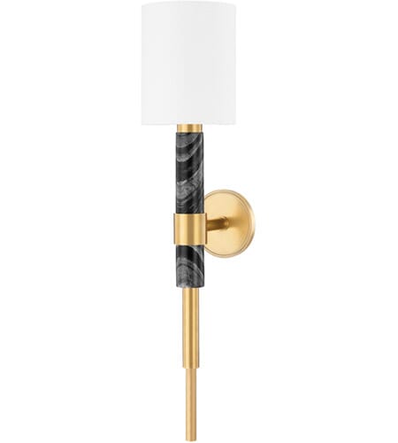 Corbett Solstice Wall Sconce in Vintage Brass And Black Marble