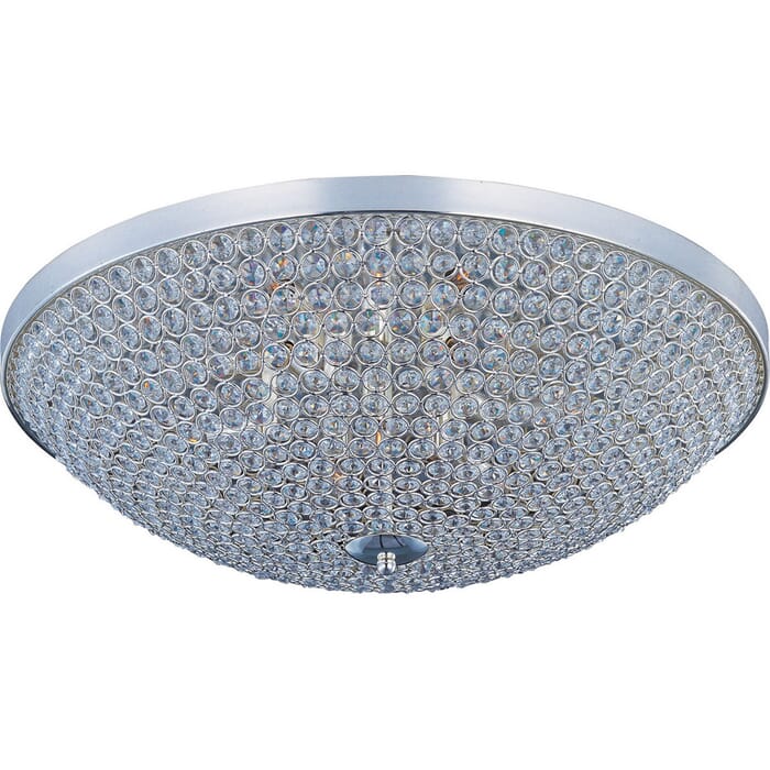 Maxim Glimmer 19" 6-Light Beveled Crystal Flush Mount in Plated Silver Maxim Glimmer 19" 6-Light Beveled Crystal Flush Mount in Plated Silver