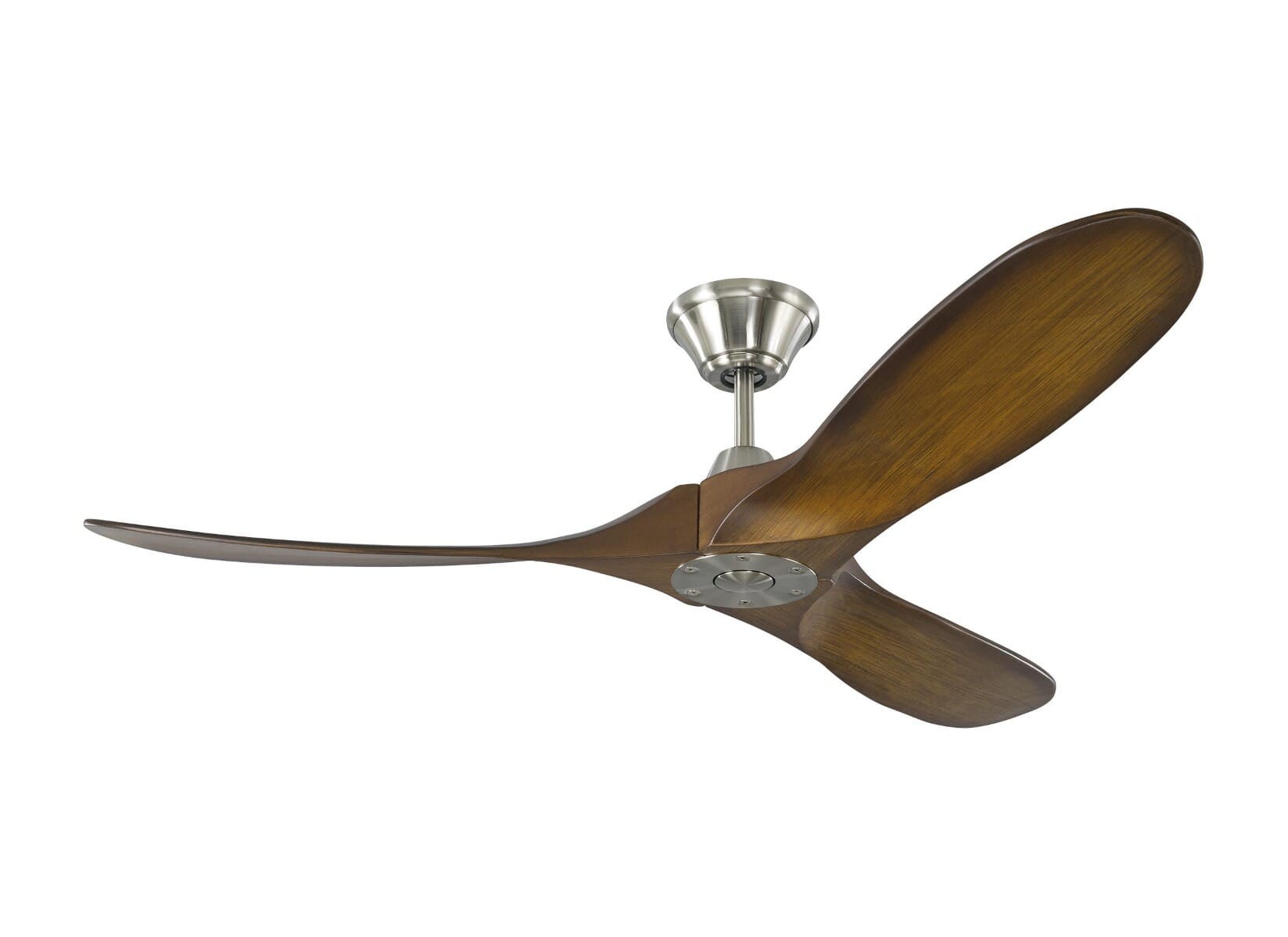 Maverick II 52" Indoor Ceiling Fan in Brushed Steel with Koa