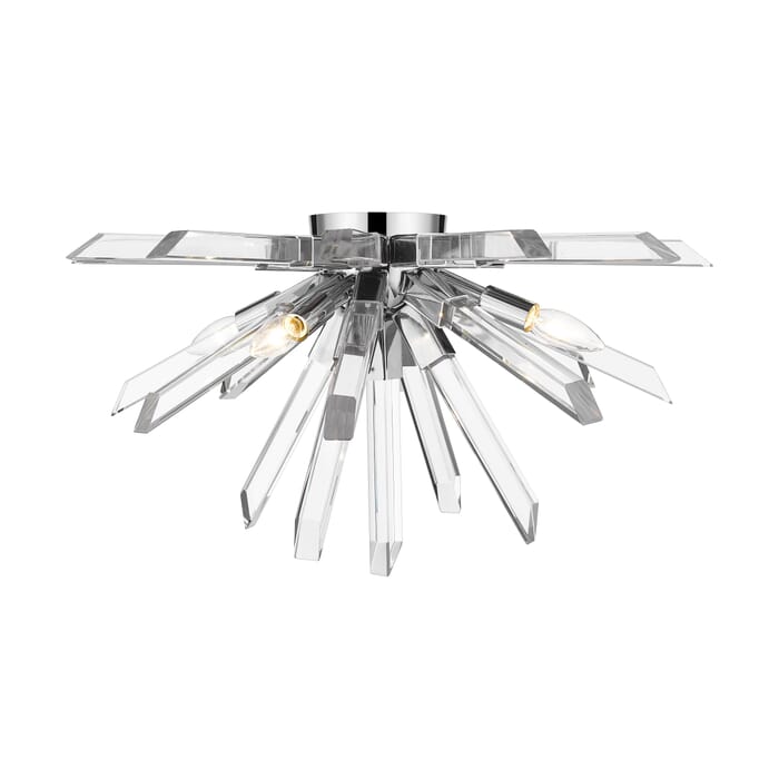 Z-Lite Burst 4-Light Flush Mount Ceiling Light In Chrome Z-Lite Burst 4-Light Flush Mount Ceiling Light In Chrome