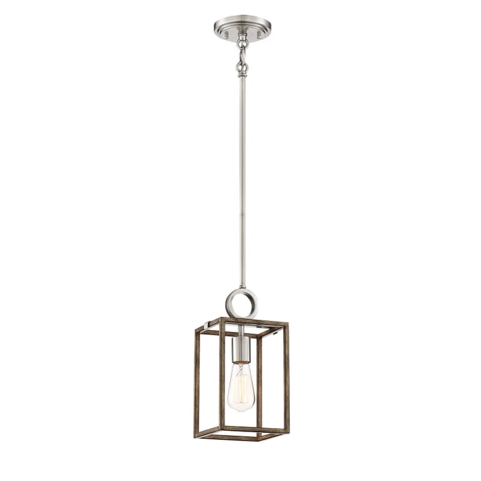 Minka Lavery Country Estates 7" Pendant Light in Sun Faded Wood with Brushed Nickel Minka Lavery Country Estates 7" Pendant Light in Sun Faded Wood with Brushed Nickel