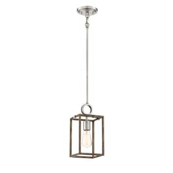 Minka Lavery Country Estates 7" Pendant Light in Sun Faded Wood with Brushed Nickel