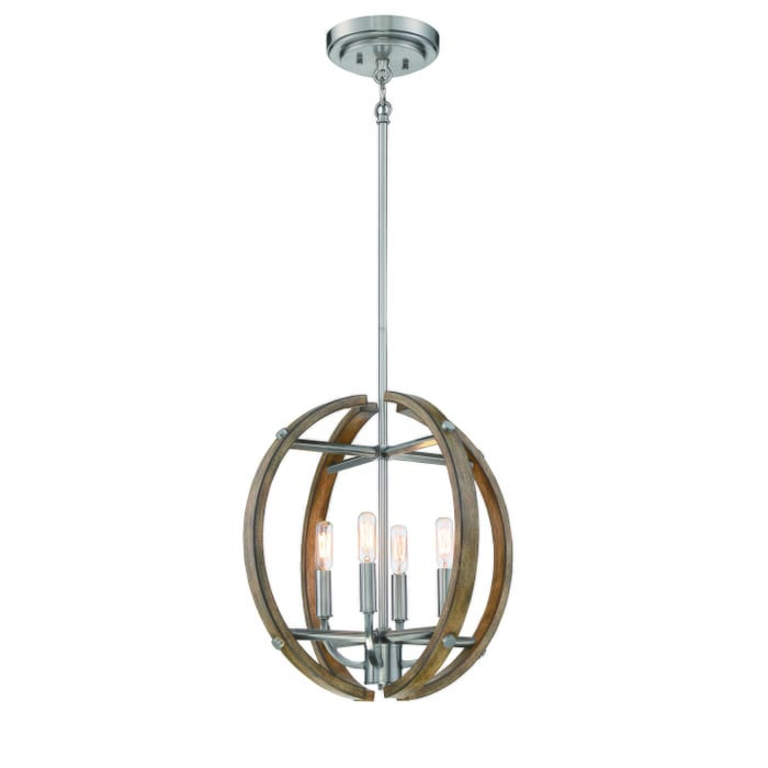 Minka Lavery Country Estates 4-Light 17" Pendant Light in Sun Faded Wood with Brushed Nickel Minka Lavery Country Estates 4-Light 17" Pendant Light in Sun Faded Wood with Brushed Nickel