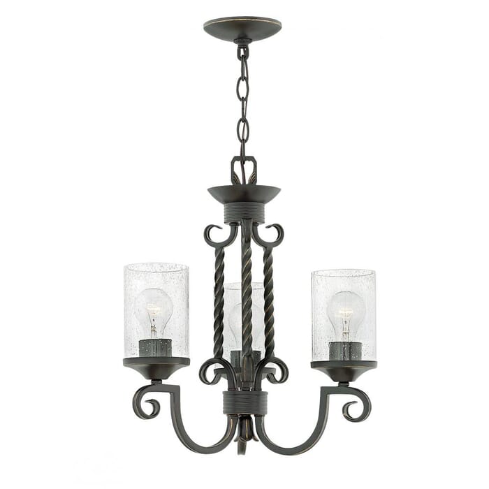Hinkley Casa 3-Light Three Light in Olde Black with Clear Seedy Glass Hinkley Casa 3-Light Three Light in Olde Black with Clear Seedy Glass