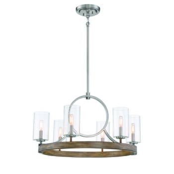 Minka Lavery Country Estates 6-Light Transitional Chandelier in Sun Faded Wood With Brushed Nickel
