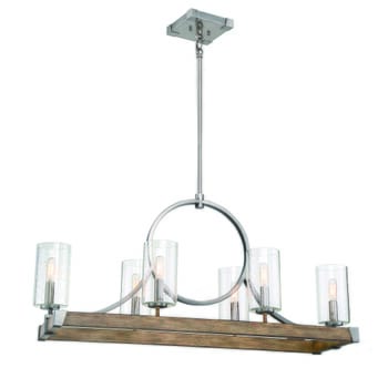 Minka Lavery Country Estates 6-Light 39" Kitchen Island Light in Sun Faded Wood with Brushed Nickel
