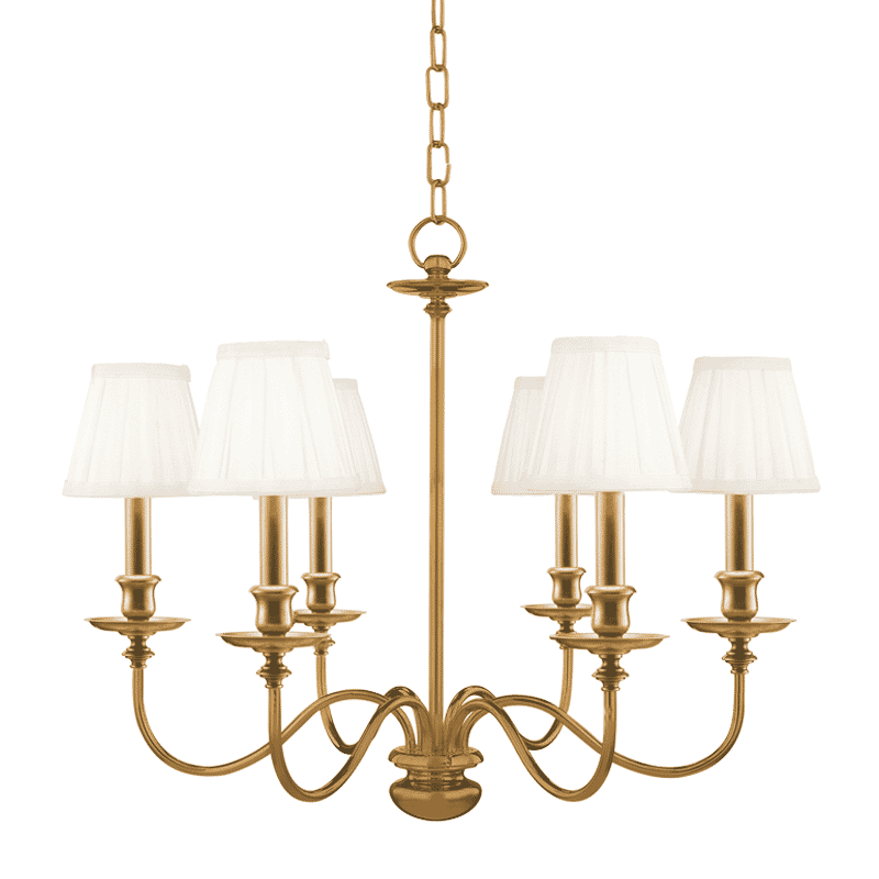 Menlo Park 6-Light Chandelier in Aged Brass