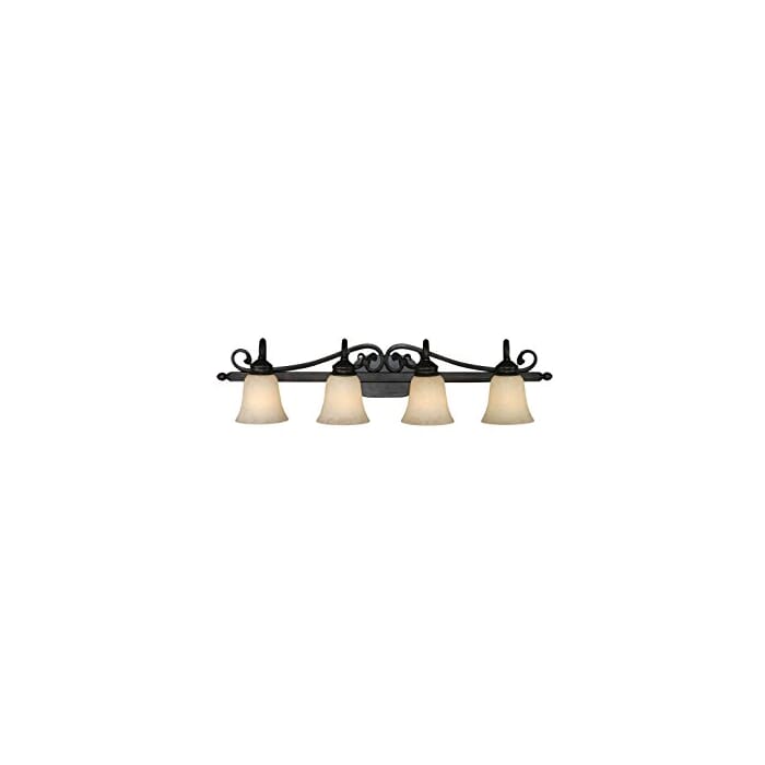 Golden Lighting Belle Meade 4-Light Bathroom Vanity Light in Rubbed Bronze with Tea Stone Glass Golden Lighting Belle Meade 4-Light Bathroom Vanity Light in Rubbed Bronze with Tea Stone Glass