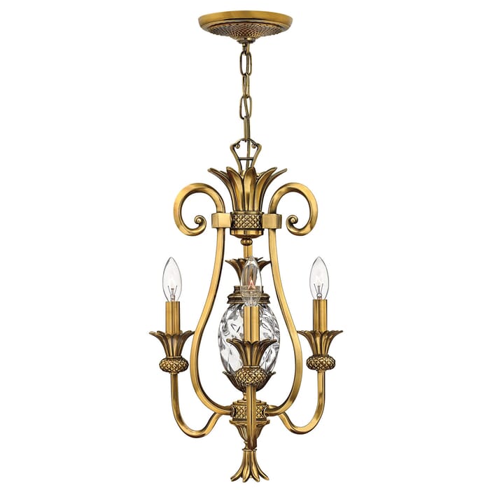 Hinkley Plantation 3-Light Mini Chandelier in Burnished Brass Hinkley Plantation 3-Light Mini Chandelier in Burnished Brass