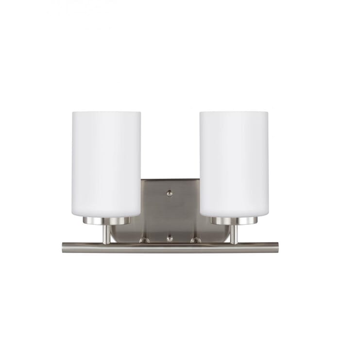 Sea Gull Oslo 2-Light 13" Bathroom Vanity Light in Brushed Nickel Sea Gull Oslo 2-Light 13" Bathroom Vanity Light in Brushed Nickel