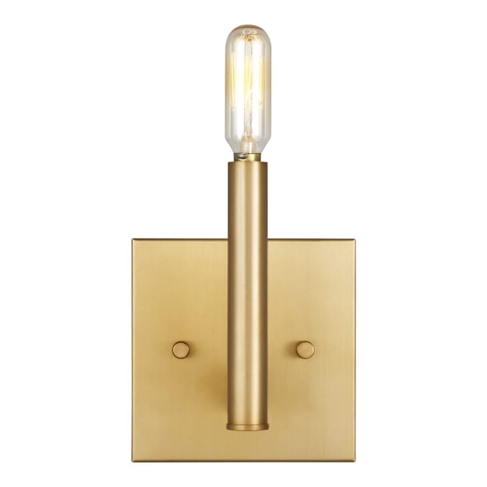 Vector 1-Light Bathroom Vanity Light Sconce in Satin Brass Vector 1-Light Bathroom Vanity Light Sconce in Satin Brass