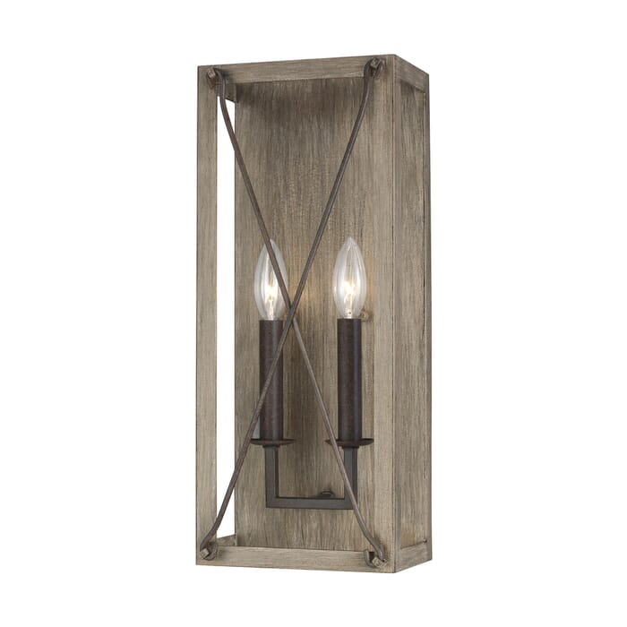 Sea Gull Thornwood 2-Light LED Wall Sconce in Washed Pine Sea Gull Thornwood 2-Light LED Wall Sconce in Washed Pine