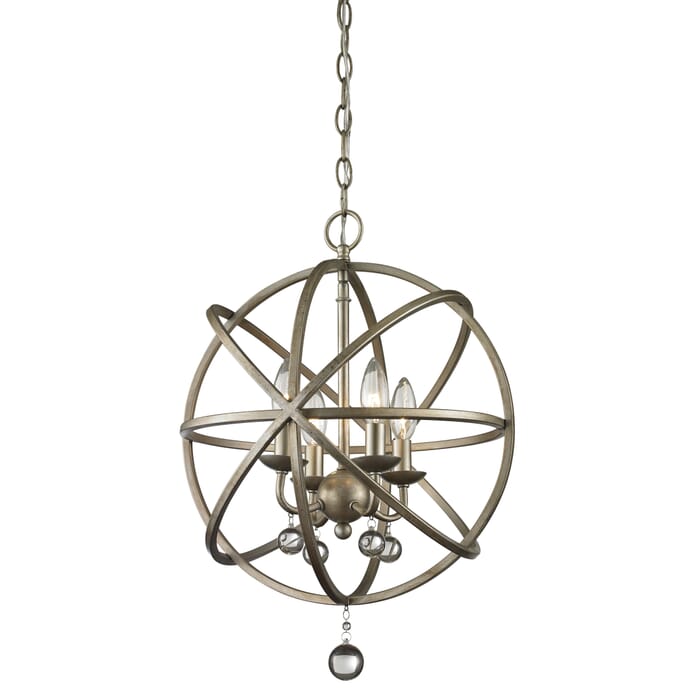 Z-Lite Acadia 4-Light Pendant Light In Antique Silver Z-Lite Acadia 4-Light Pendant Light In Antique Silver