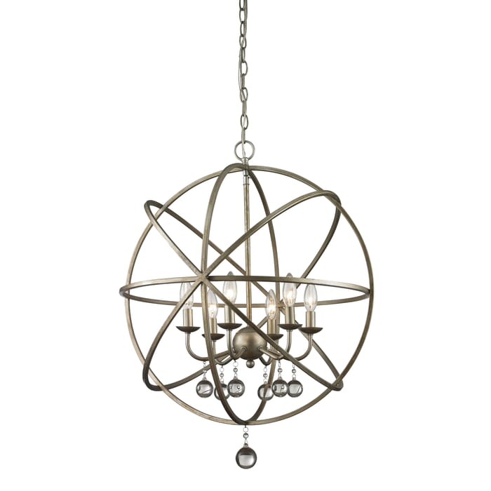 Z-Lite Acadia 6-Light Pendant Light In Antique Silver Z-Lite Acadia 6-Light Pendant Light In Antique Silver