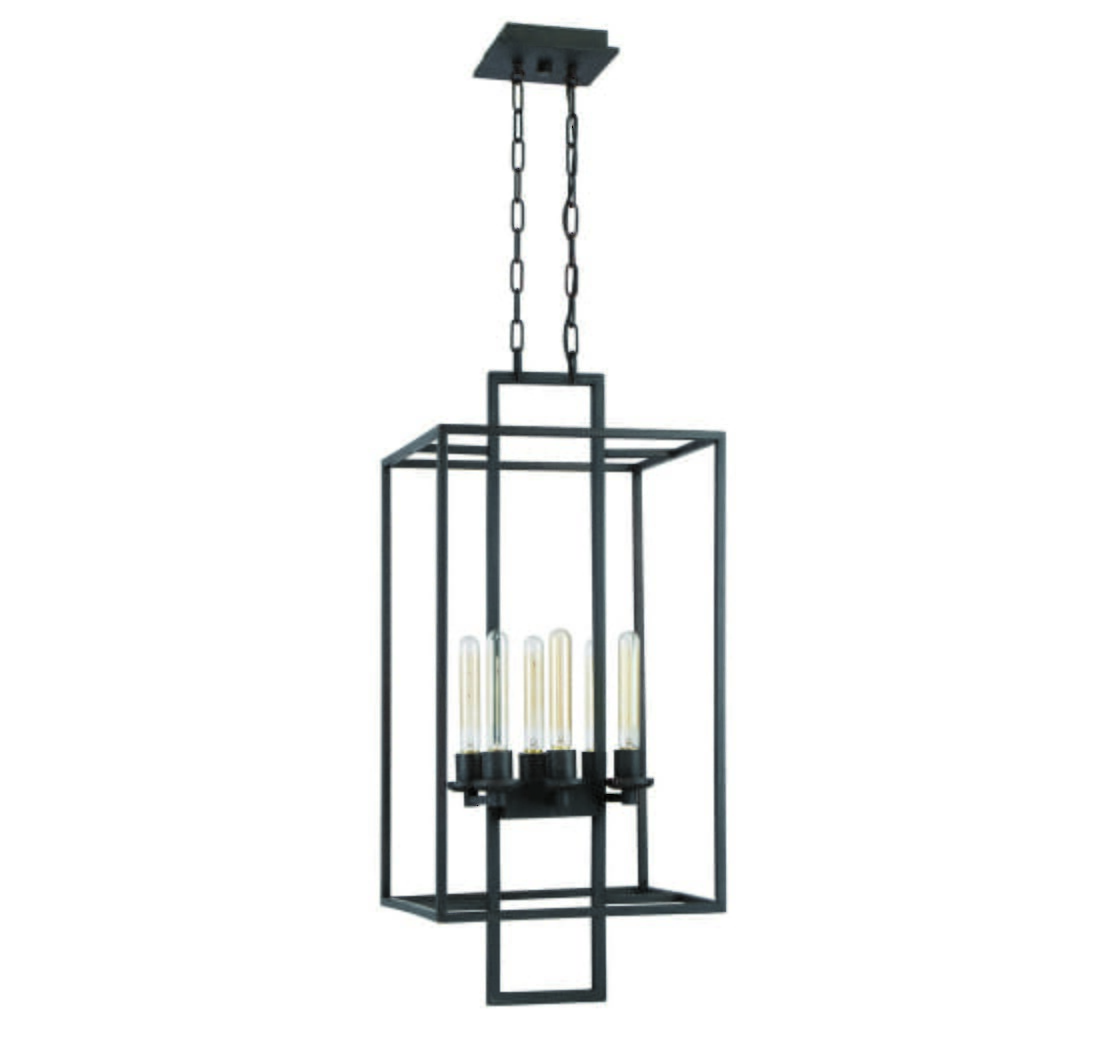 Cubic 6-Light 16" Foyer Light in Aged Bronze Brushed