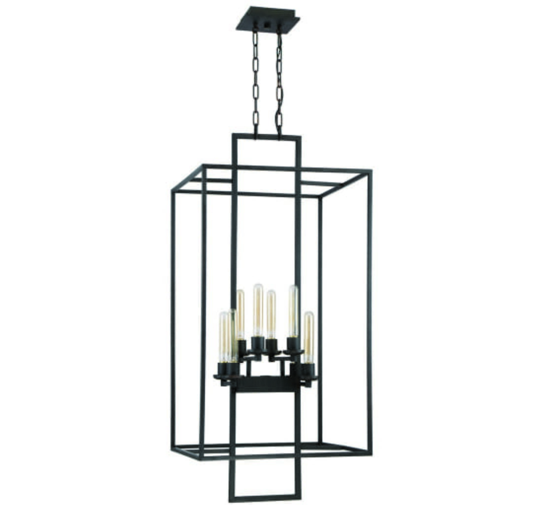 Cubic 8-Light 21" Foyer Light in Aged Bronze Brushed