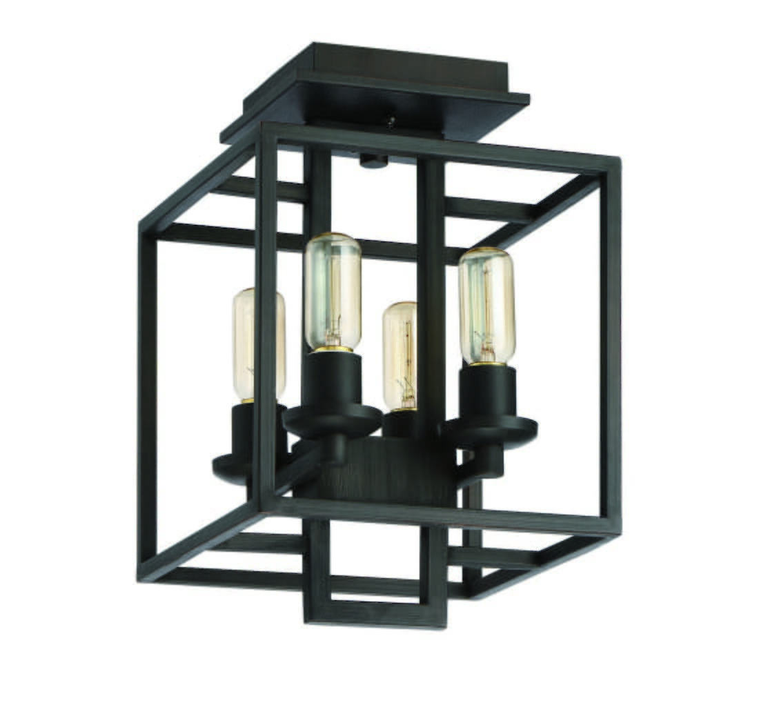 Cubic 4-Light 11" Ceiling Light in Aged Bronze Brushed