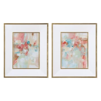 Uttermost A Touch Of Blush & Rosewood Fences Art in Gold Leaf Frame (S/2)