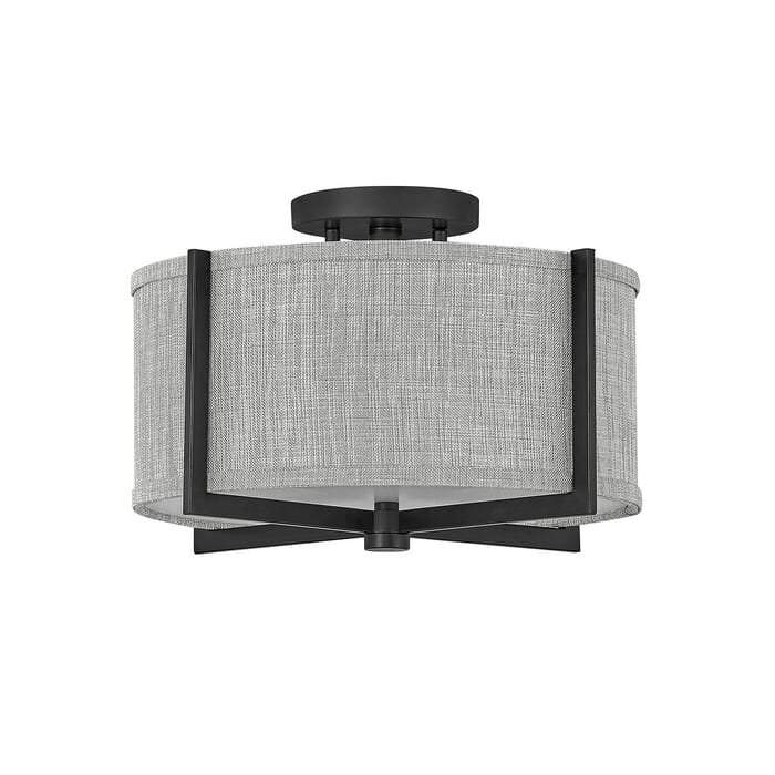 Hinkley Axis Heathered Gray 2-Light Semi-Flush Ceiling Light In Black Hinkley Axis Heathered Gray 2-Light Semi-Flush Ceiling Light In Black