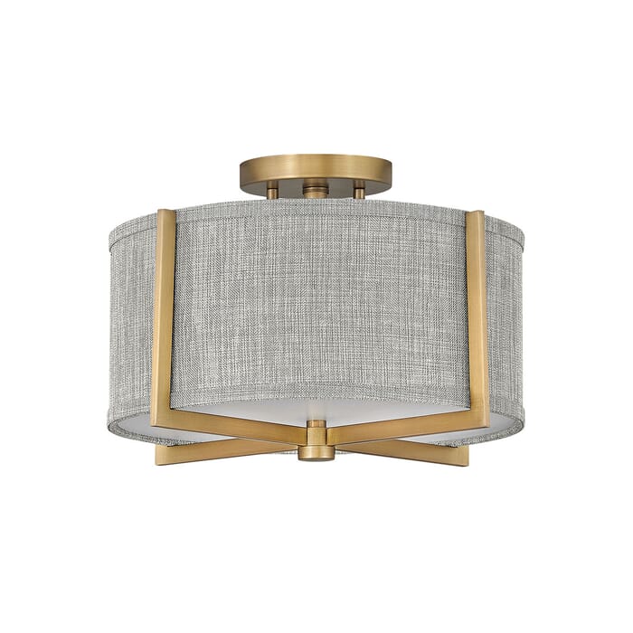 Hinkley Axis Heathered Gray 2-Light Semi-Flush Ceiling Light In Heritage Brass Hinkley Axis Heathered Gray 2-Light Semi-Flush Ceiling Light In Heritage Brass
