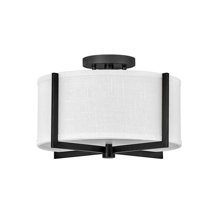 Hinkley Axis Off White 2-Light Semi-Flush Ceiling Light In Black Hinkley Axis Off White 2-Light Semi-Flush Ceiling Light In Black