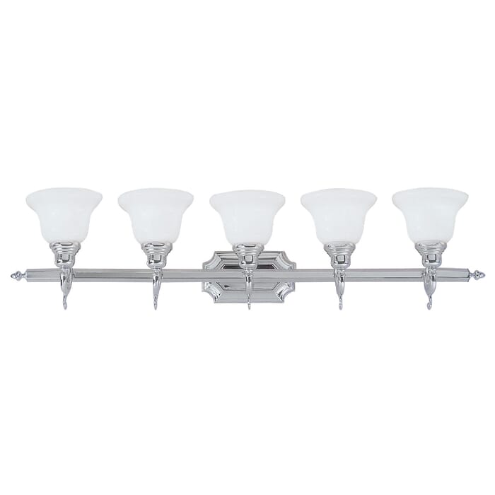 French Regency 5-Light Bathroom Vanity Light in Polished Chrome French Regency 5-Light Bathroom Vanity Light in Polished Chrome