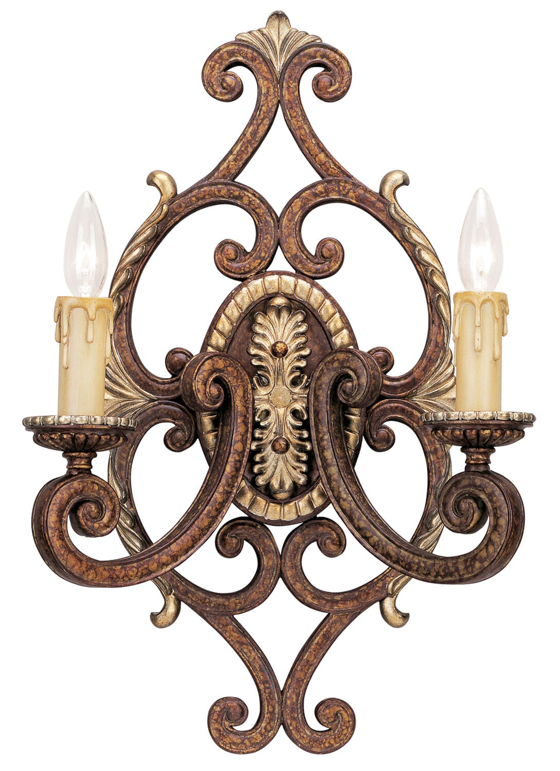 Seville 2-Light Wall Sconce in Palacial Bronze w with Gildeds